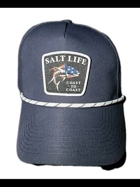 Dark Royal Blue Salt Life Fishing SnapBack Hat One Size